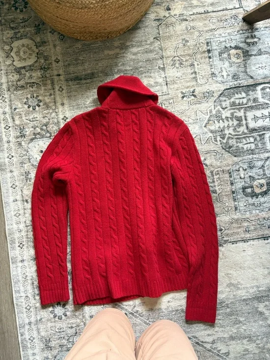 Vintage Ralph Lauren red cable knit wool rabbit hair cardigan size M - Picture 8 of 8